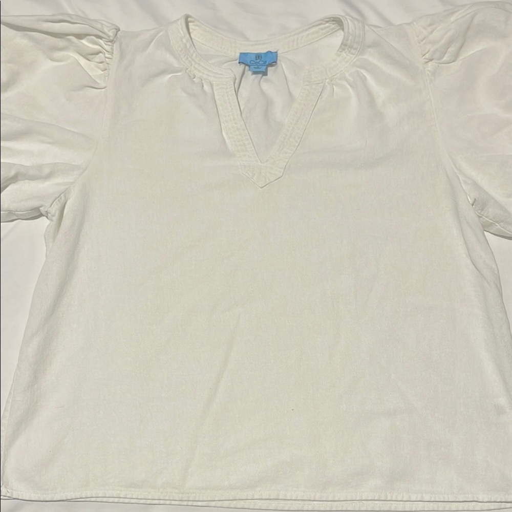 CeCe White Puff Sleeve Top - size L in White